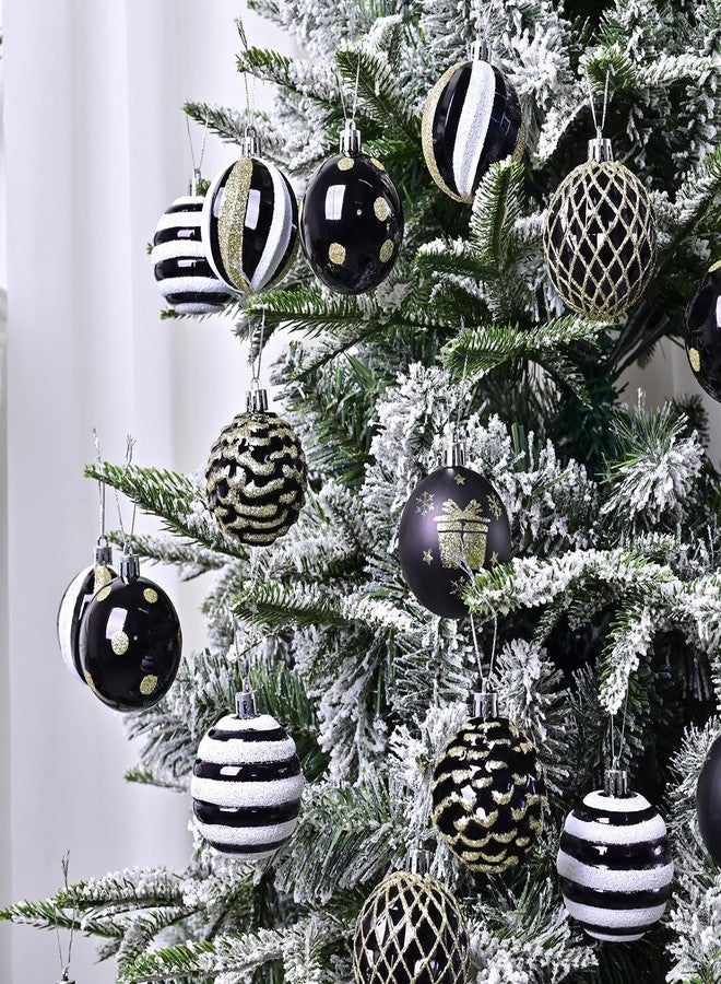 SVNVIOZ Christmas Tree Ball Ornaments 20ct Set, 2.36 Inch Black Gold White Classic Christmas Decorations, Shatterproof Hanging Ornaments for Xmas Holiday Decoration - Image 3